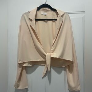 Oak & Fort pink blouse with front tie